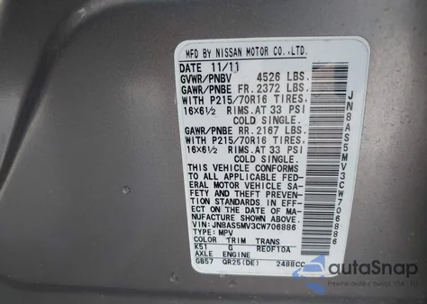 2012 Nissan Rogue S z USA, uszkodzony, nr VIN JN8AS5MV3CW706886
